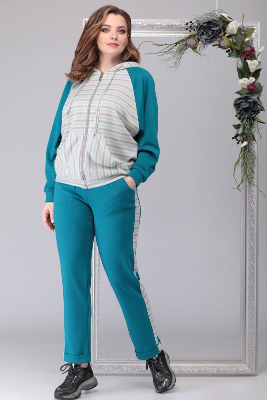 Sports suit with a hood women's turquoise