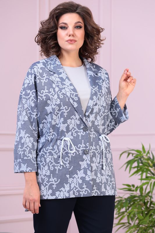 Women's Large Size Grey Printed jacket