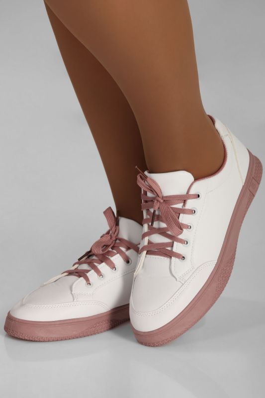 Sneakers with pink soles and laces