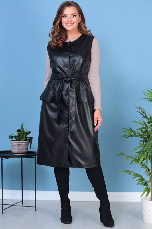 Leather sundress with blouse