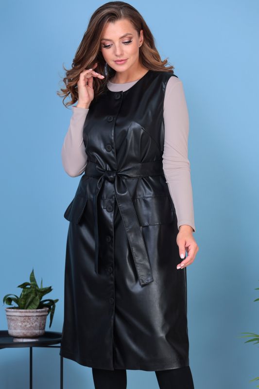 Leather sundress with blouse