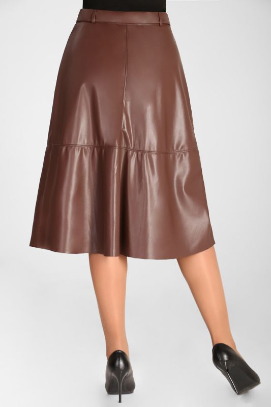 Brown eco leather skirt insulated with a belt