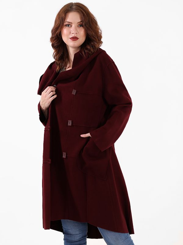 Cardigan with a hood Belarusian burgundy