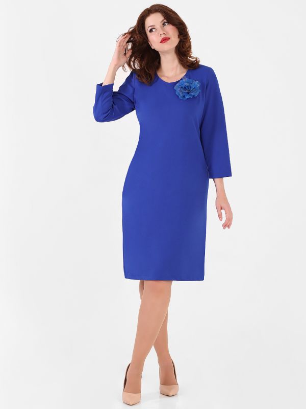 Dress with a voluminous brooch blue elegant