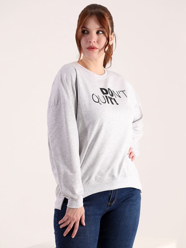 Oversized Sweatshirt Light Grey women's Turkey