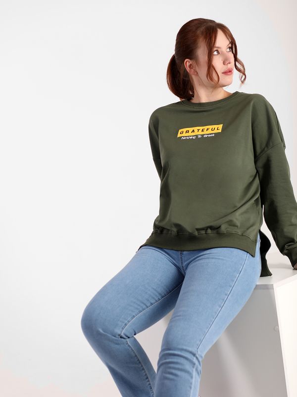 Large size olive sweatshirt