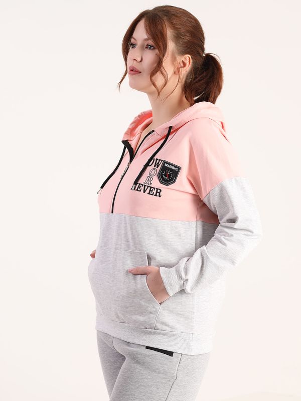 Pink and grey hoodie with hood