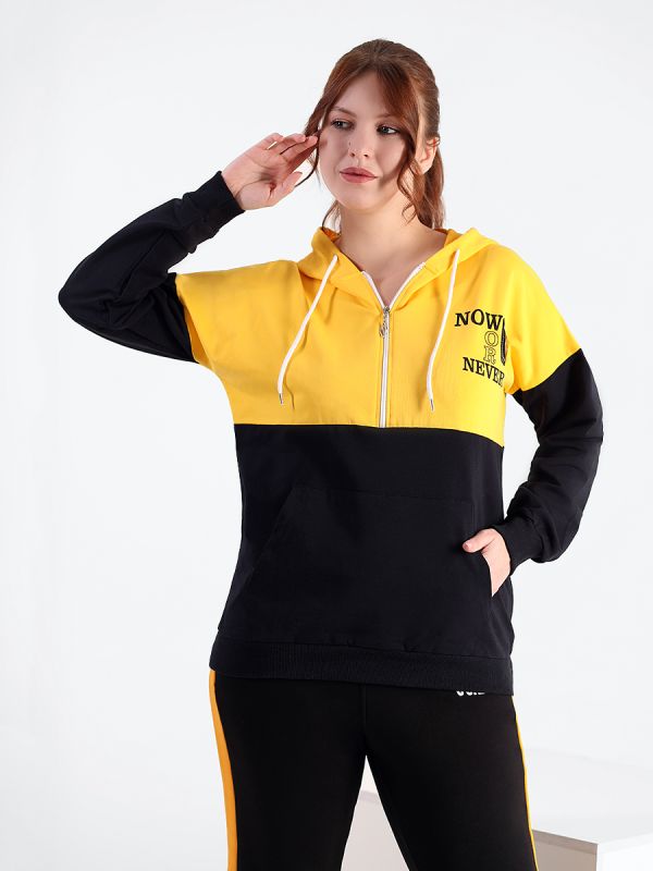 Two-tone women's plus size hoodie made in Turkey